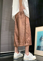 New Rose Gold Button Elastic Waist Men Wide Leg Pants Summer