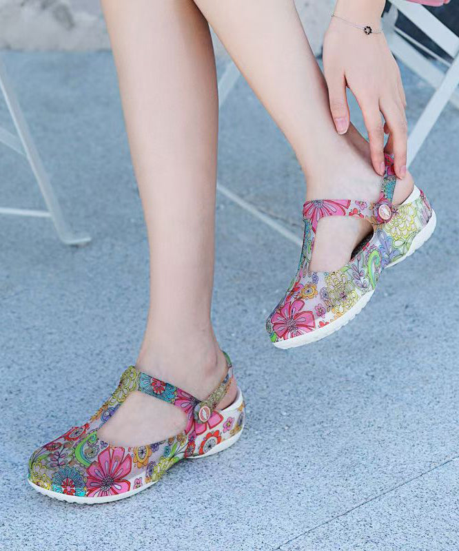 New Summer Hollow Out Print Wedge Beach Slide Sandals