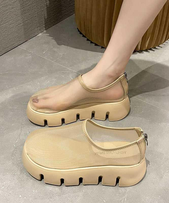 New White Women Platform Tulle Breathable Loafer Shoes