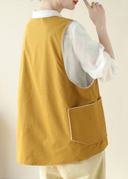 New Yellow Pockets Wear On Both Sides Cotton Waistcoat Sleeveless