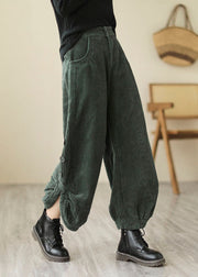 Novelty Coffee Pockets Thick Warm Fleece High Waist Corduroy Crop Pants