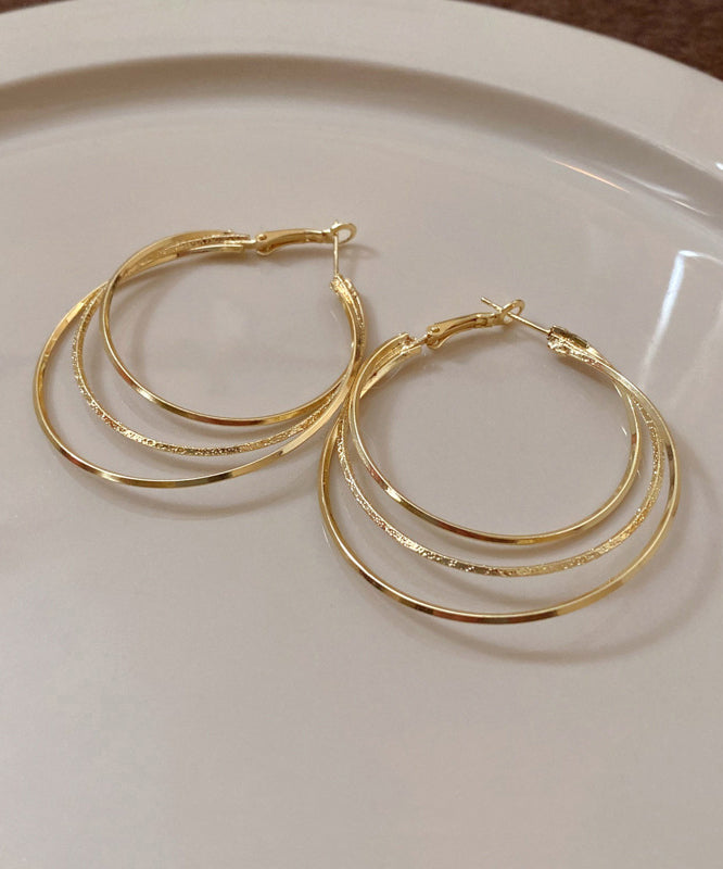 Novelty Gold Metal Alloy Layered Hoop Earrings