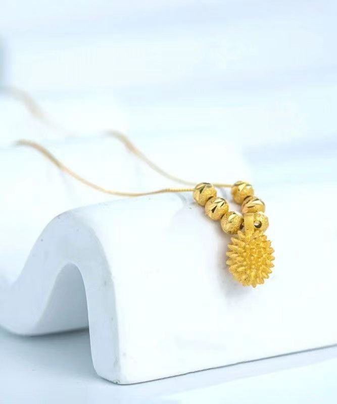 Novelty Gold Stainless Steel Alloy Durian Pendant Necklace