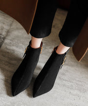 Orange High Heel Suede Unique Classy Splicing Boots Pointed Toe