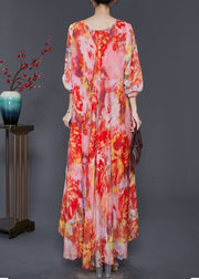 Orange Tie Dye Chiffon Beach Dresses Exra Large Hem Spring