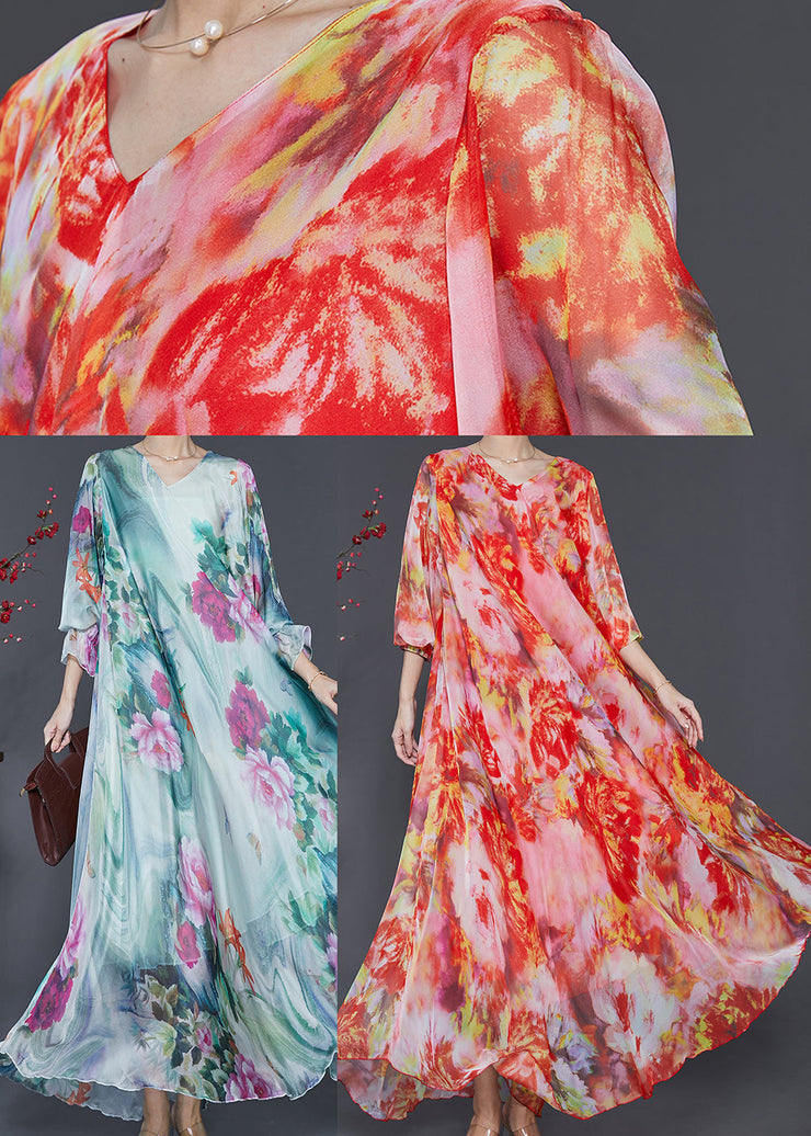 Orange Tie Dye Chiffon Beach Dresses Exra Large Hem Spring