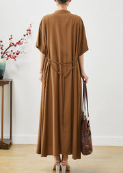 Organic Brown Oversized Cotton Maxi Dresses Summer