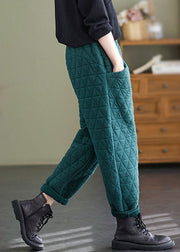 Organic Green Pockets Patchwork Fleece Harem Pants