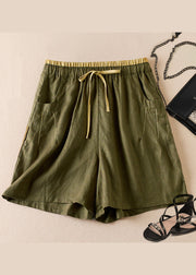 Organic Linen Pockets Elastic Waist Cotton Shorts Summer