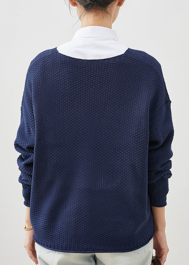 Organic Navy Oversized Knit Cardigans Spring