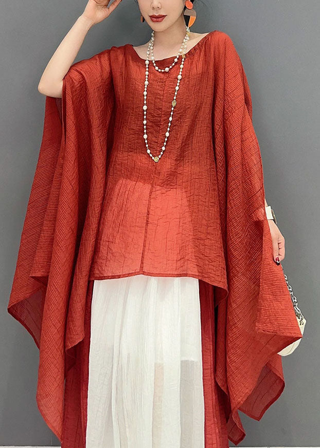 Organic Orange Asymmetrical Design Cotton Two Piece Set Women Clothing Summer