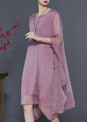 Organic Purple Asymmetrical Design Silk Maxi Dresses Summer