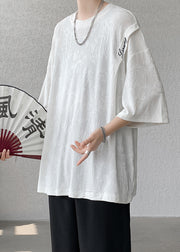 Organic White O Neck Patchwork Cotton Oversized T Shirt Men Summer