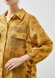 Organic Yellow Oversized Spandex Shirt Top Fall