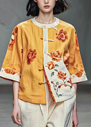 Organic Yellow Print Ruffled Coats Fall