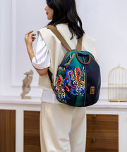 Oriental Style Gradient Green Print Patchwork Backpack Bag