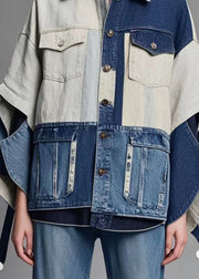 Original Design Asymmetrical Patchwork Denim Coats Fall