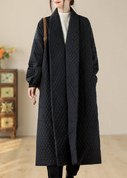 Original Design Black Pockets Thick Loose Fine Cotton Filled Coats Winter