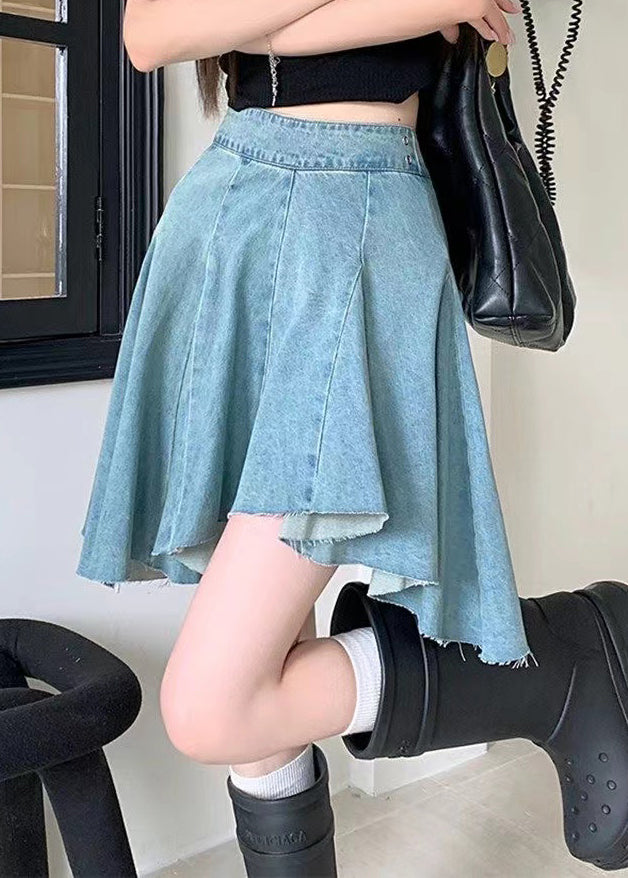 Original Design Blue Solid High Waist Denim Skirts Summer