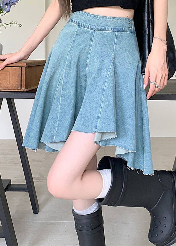 Original Design Blue Solid High Waist Denim Skirts Summer