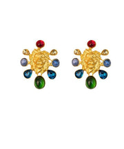 Original Design Gold Inlaid Sterling Silver Overgild Coloured Glaze Stud Earrings