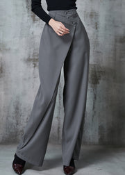 Original Design Grey Asymmetrical Spandex Straight Pants Summer