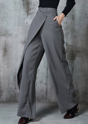 Original Design Grey Asymmetrical Spandex Straight Pants Summer