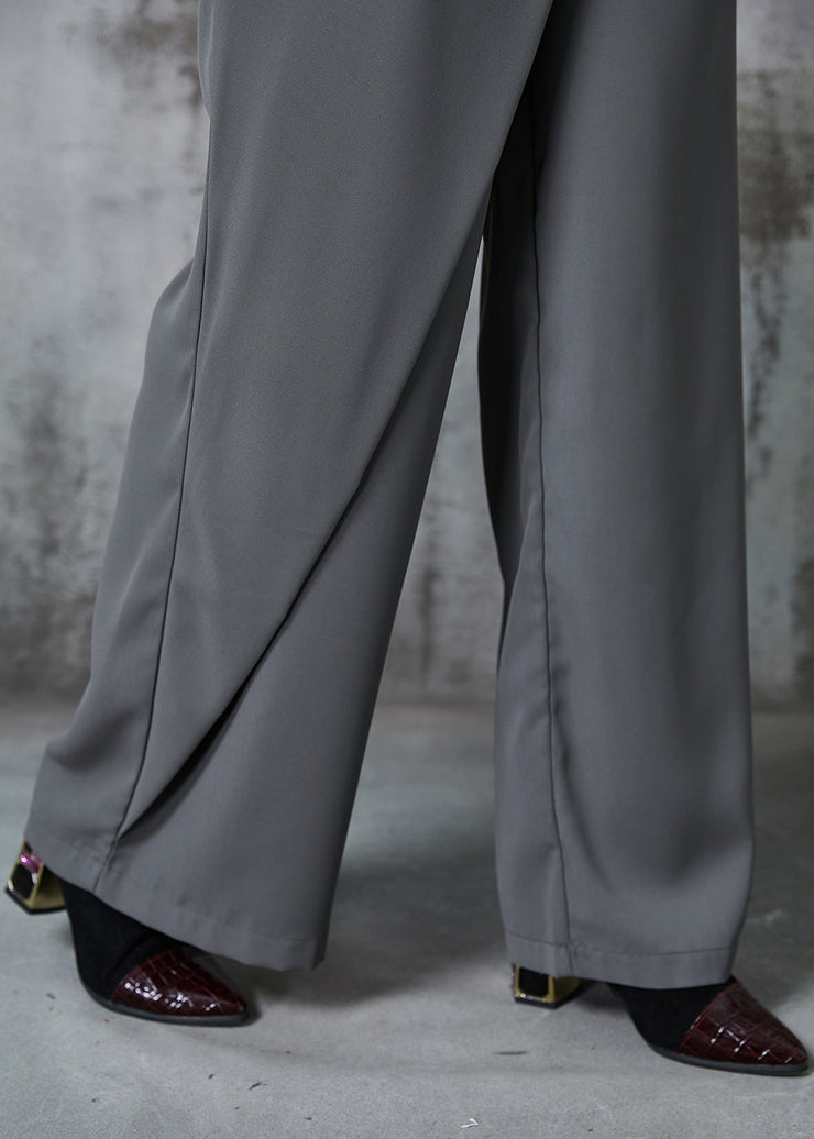 Original Design Grey Asymmetrical Spandex Straight Pants Summer