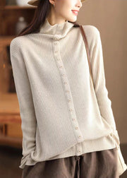 Original Design Grey Hign Neck Warm Woolen Sweater Fall