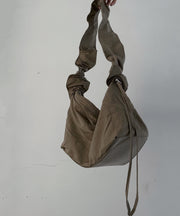 Original Design Khaki Drawstring Large Capacity Satchel Bag Handbag