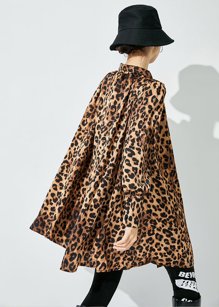 Original Design Oversized Leopard Print Blouses Spring