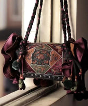 Original Ethnic Style Linen Embroidery Ruffled Messenger Bag