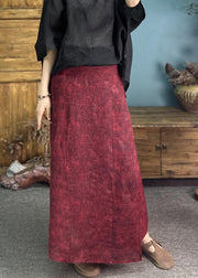 Original Green Linen Printed One Piece Strappy Long Skirt Summer