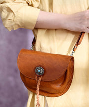 Original Handmade Brown Calf Leather Messenger Bag