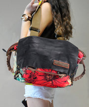 Original High-Capacity Patchwork Cowhide Outdoor Travel Shoulder Bag