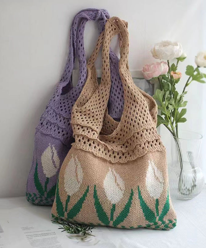 Original Hollowed Out Jacquard Knitted Shoulder Bag