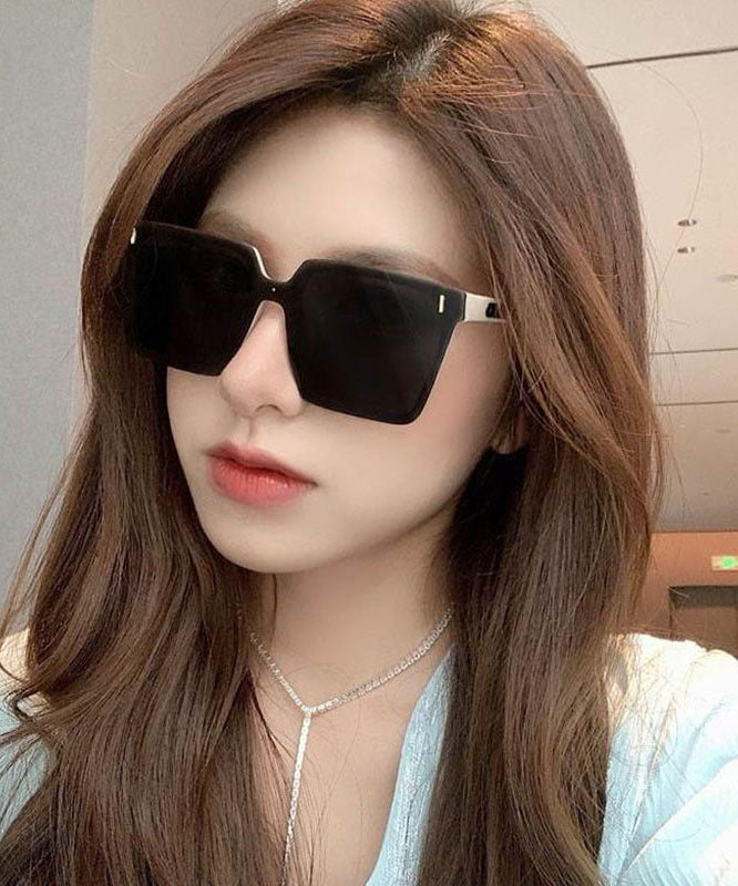 Oversize Black Temperament Square Large Frame Sunglasses