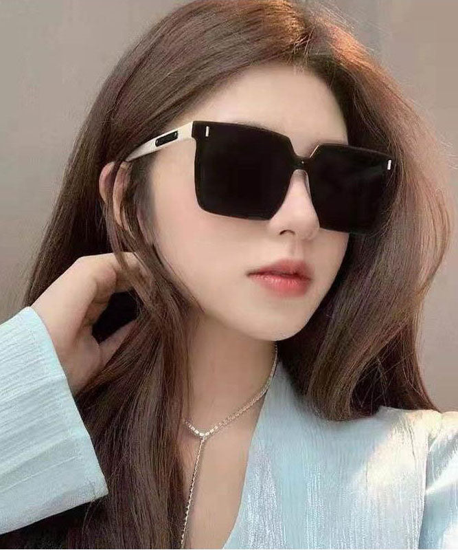 Oversize Black Temperament Square Large Frame Sunglasses