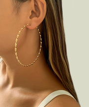 Oversize Gold Alloy Big Circle Hoop Earrings