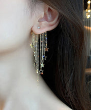 Oversize Gold Alloy Star Tassel Drop Earrings