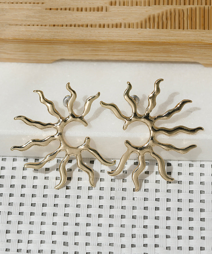 Oversize Gold Copper Alloy Sun Stud Earrings