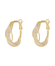 Oversize Gold Sterling Silver Overgild Crystal Hoop Earrings