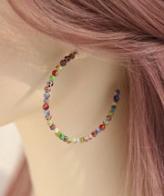 Oversize Rainbow Stainless Steel Coloured Glaze Beading Hoop Earrings