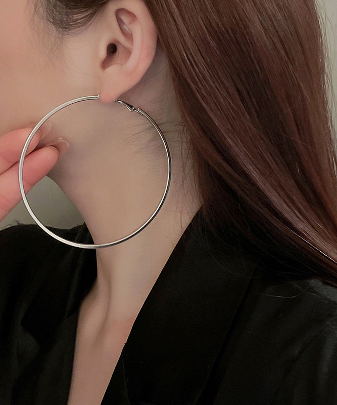 Oversize Silk Metal Circle Hoop Earrings