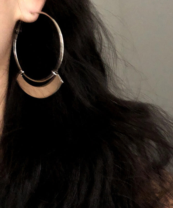 Oversize Silk Sterling Silver Alloy Hoop Earrings