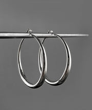 Oversize Silk Sterling Silver Big Circle Hoop Earrings