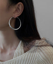 Oversize Silk Sterling Silver Big Circle Hoop Earrings