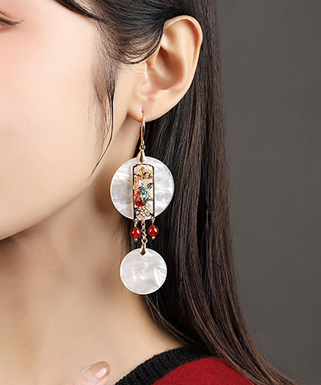 Oversize White Sterling Silver Copper Drop Earrings