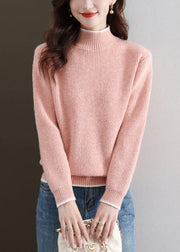 Pink Cozy Thick Knit Fall Sweater Turtleneck