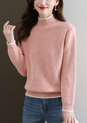 Pink Cozy Thick Knit Fall Sweater Turtleneck